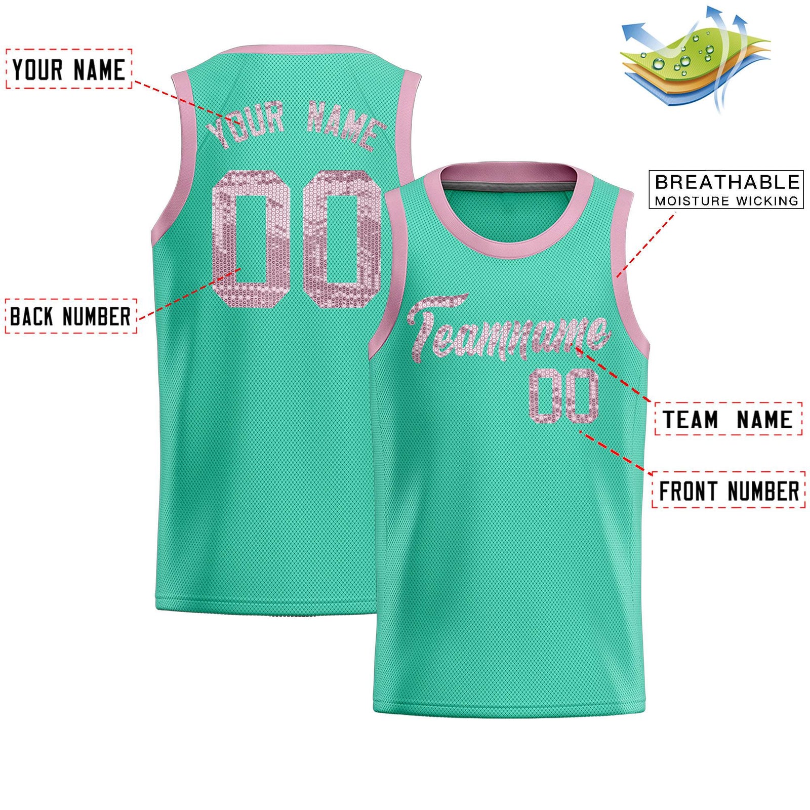 Custom Bright Green Sequined Tops Athletic Basketball Jersey