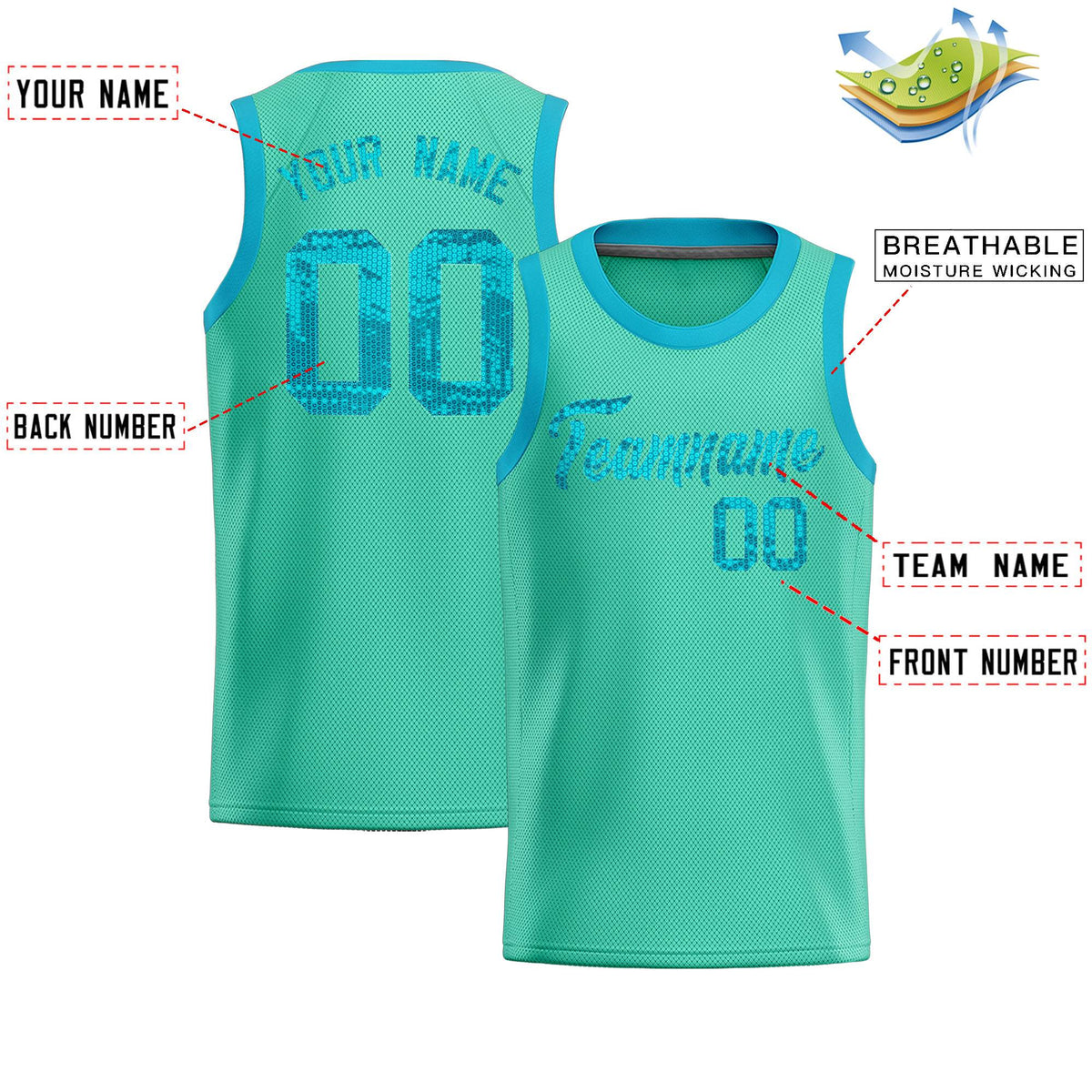 Custom Bright Green Sequined Tops Athletic Basketball Jersey