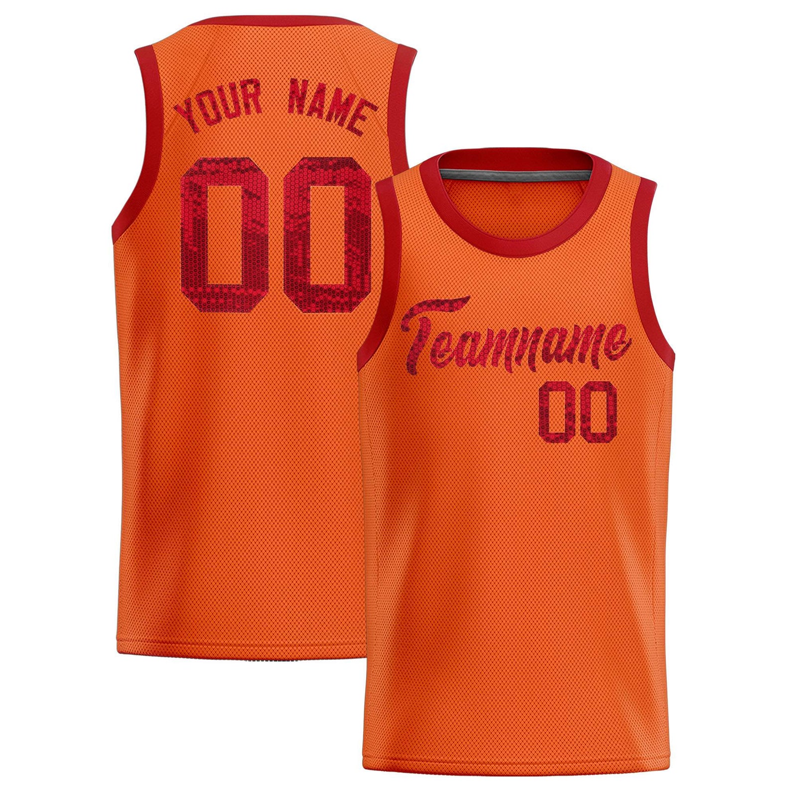 Custom Orange Sequined Tops Athletic Basketball Jersey