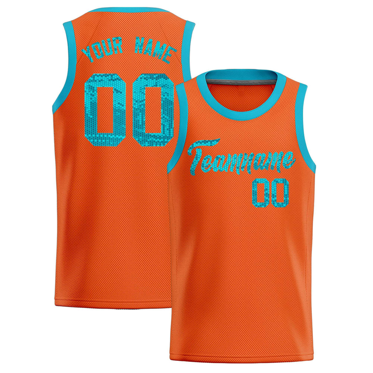 Custom Orange Sequined Tops Athletic Basketball Jersey