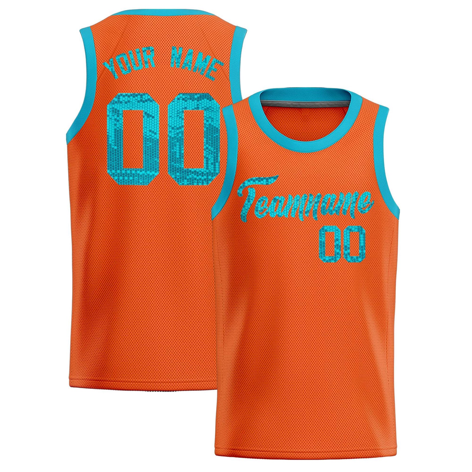 Custom Orange Sequined Tops Athletic Basketball Jersey
