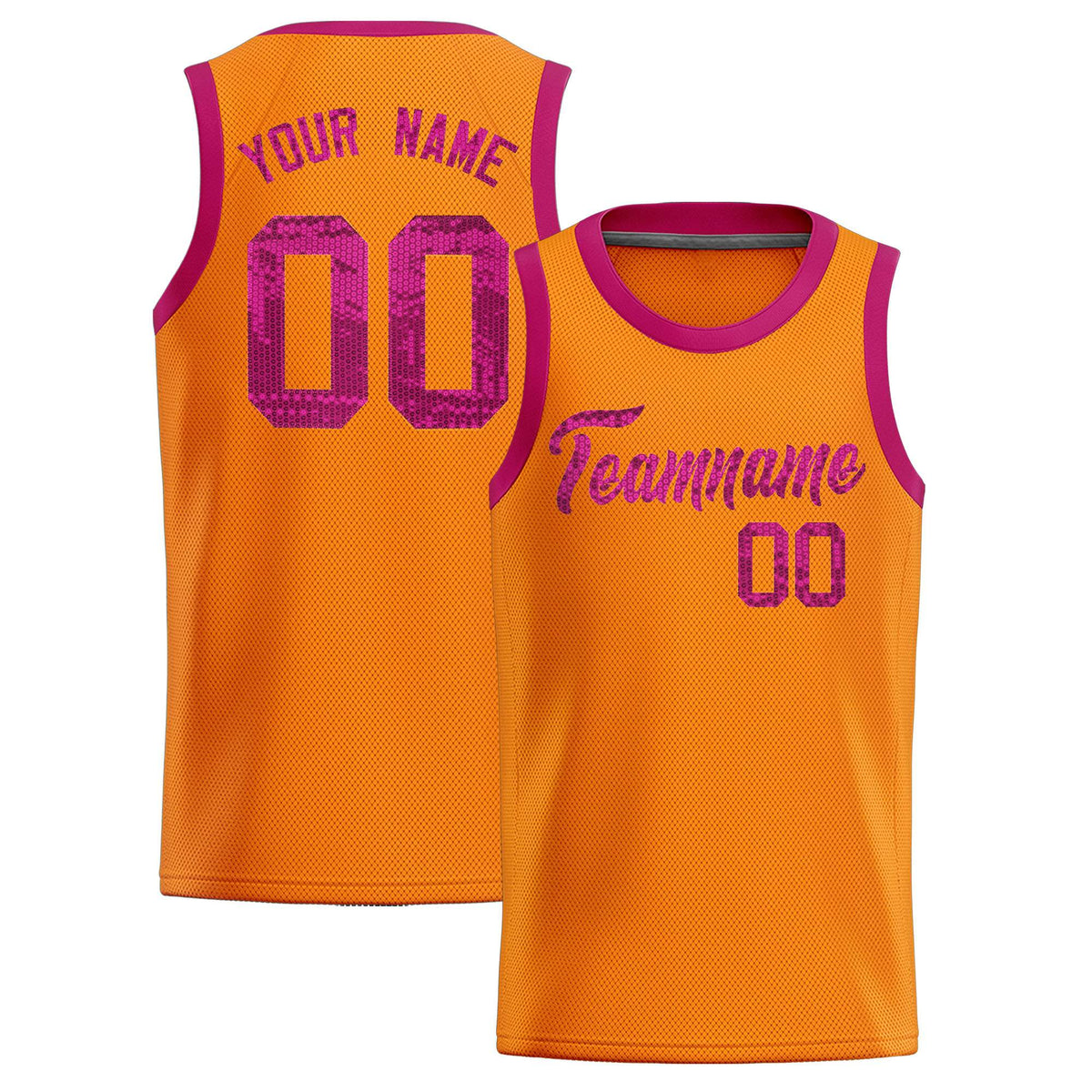 Custom Orange Sequined Tops Athletic Basketball Jersey