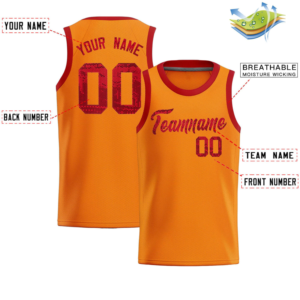 Custom Orange Sequined Tops Athletic Basketball Jersey