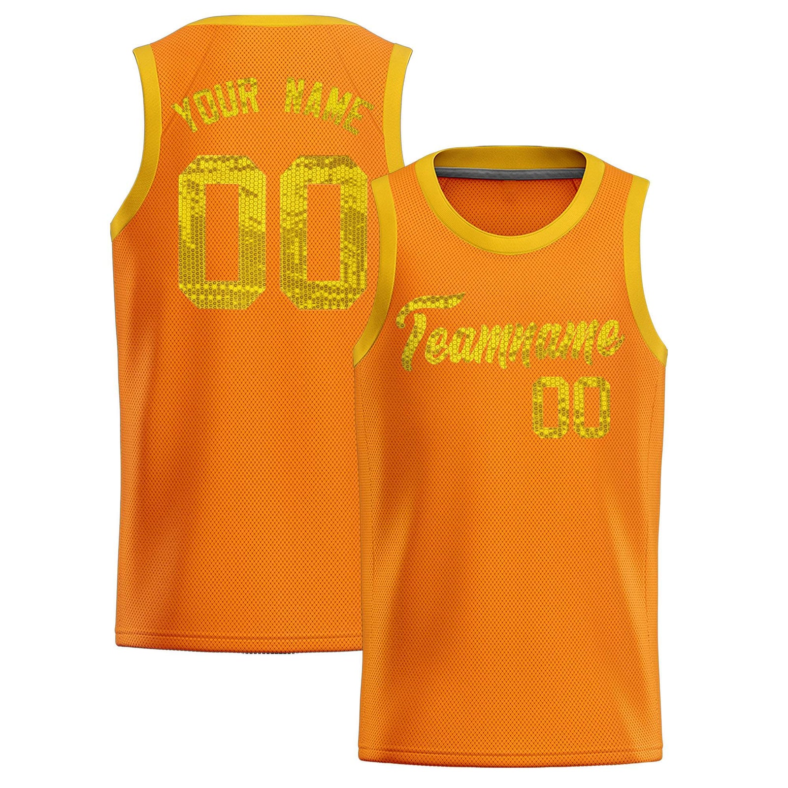 Custom Orange Sequined Tops Athletic Basketball Jersey