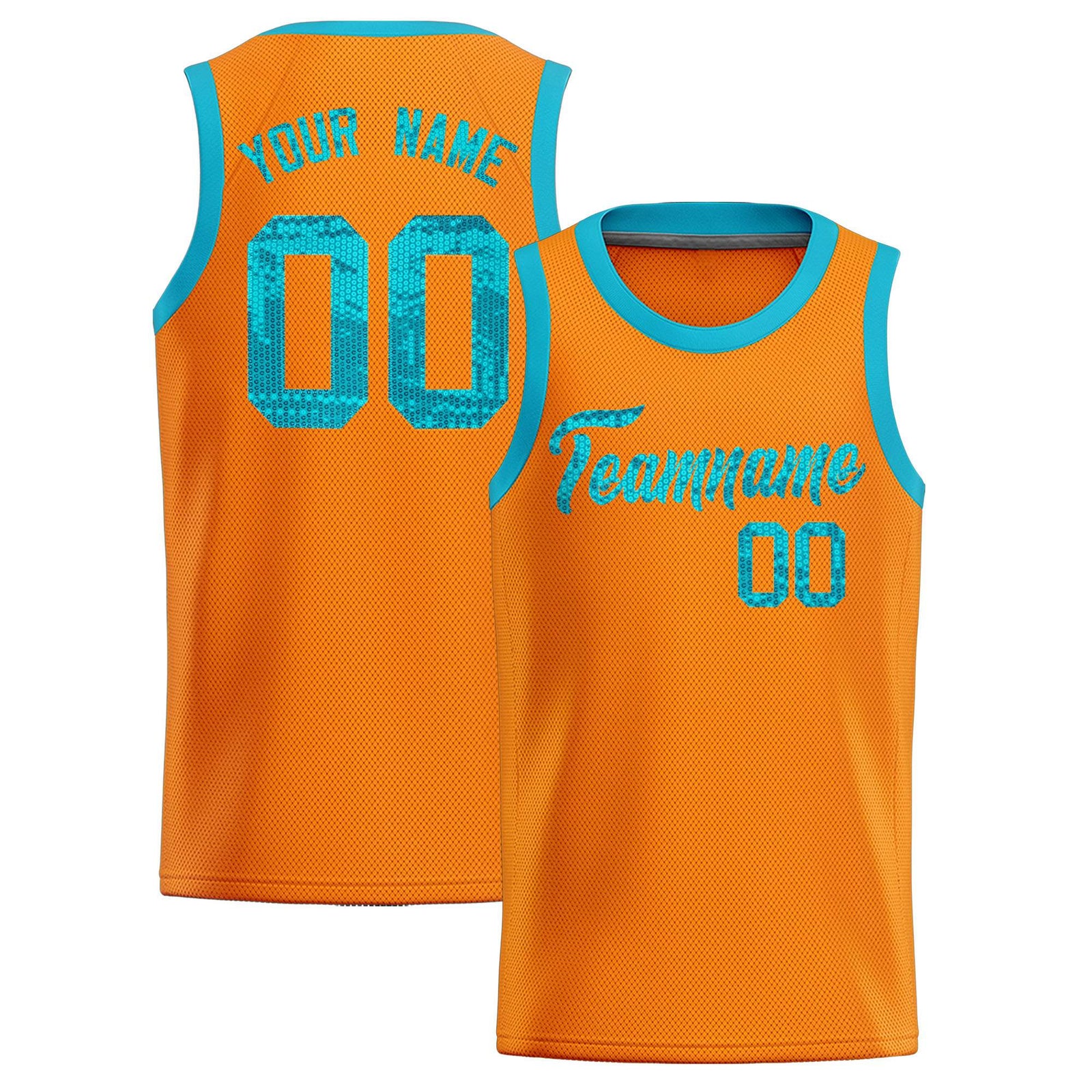 Custom Orange Sequined Tops Athletic Basketball Jersey