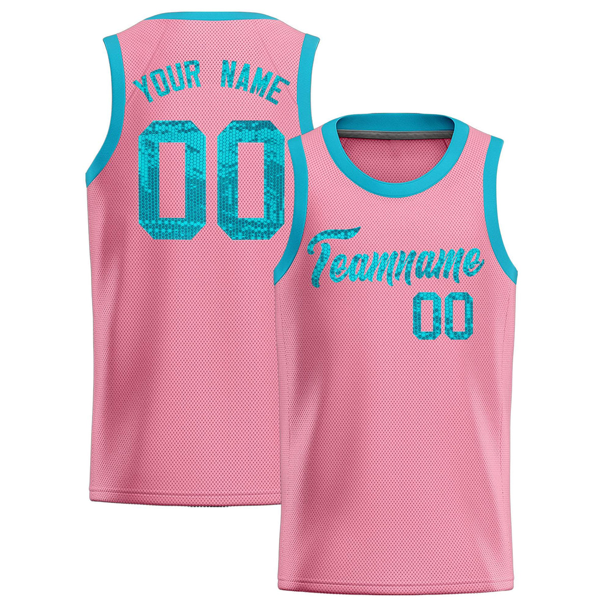 Custom Light Pink Sequined Tops Athletic Basketball Jersey
