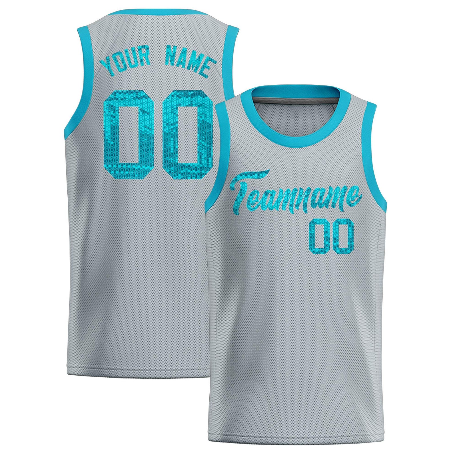 Custom Silver Sequined Tops Athletic Basketball Jersey