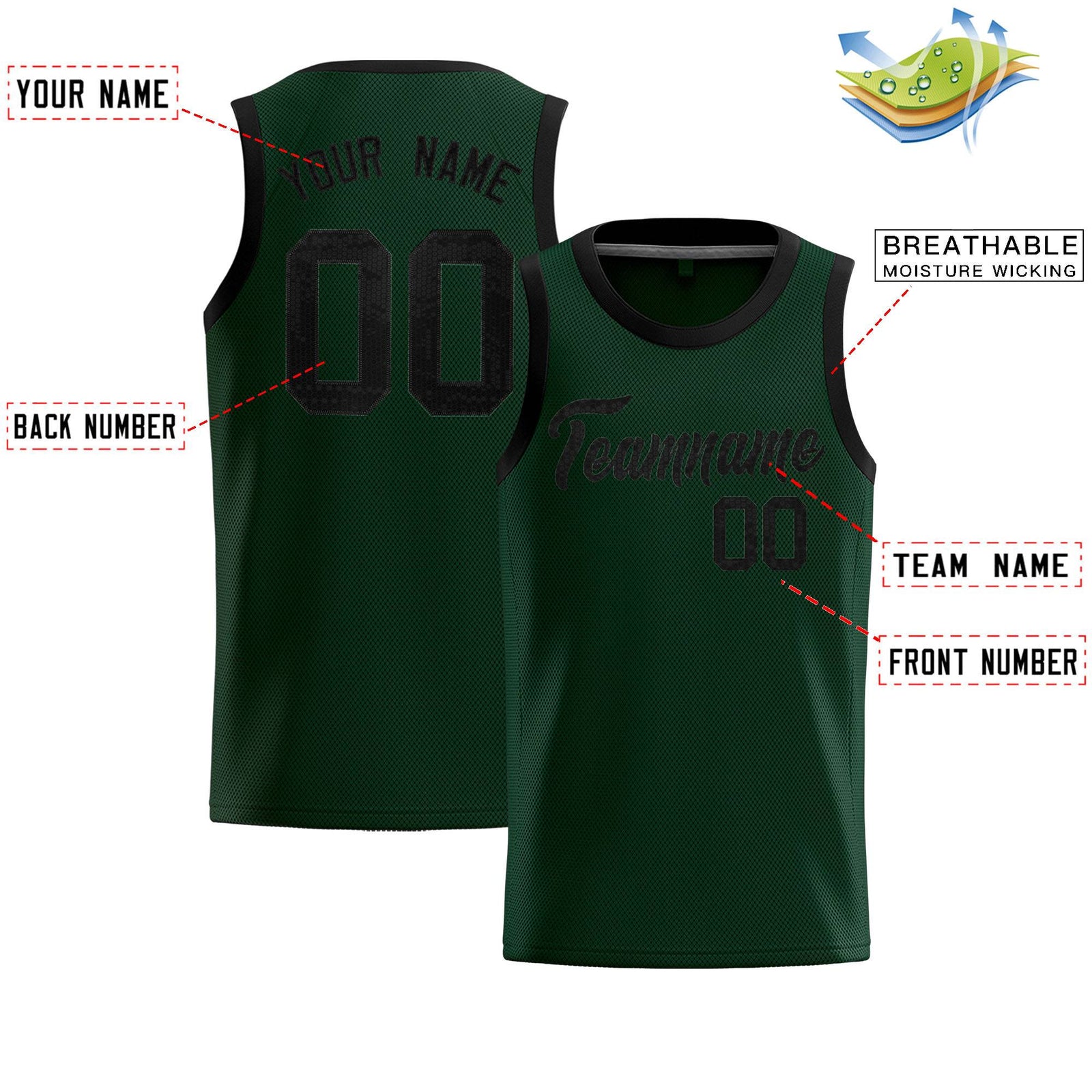 Custom Hunter Green Sequined Tops Athletic Basketball Jersey