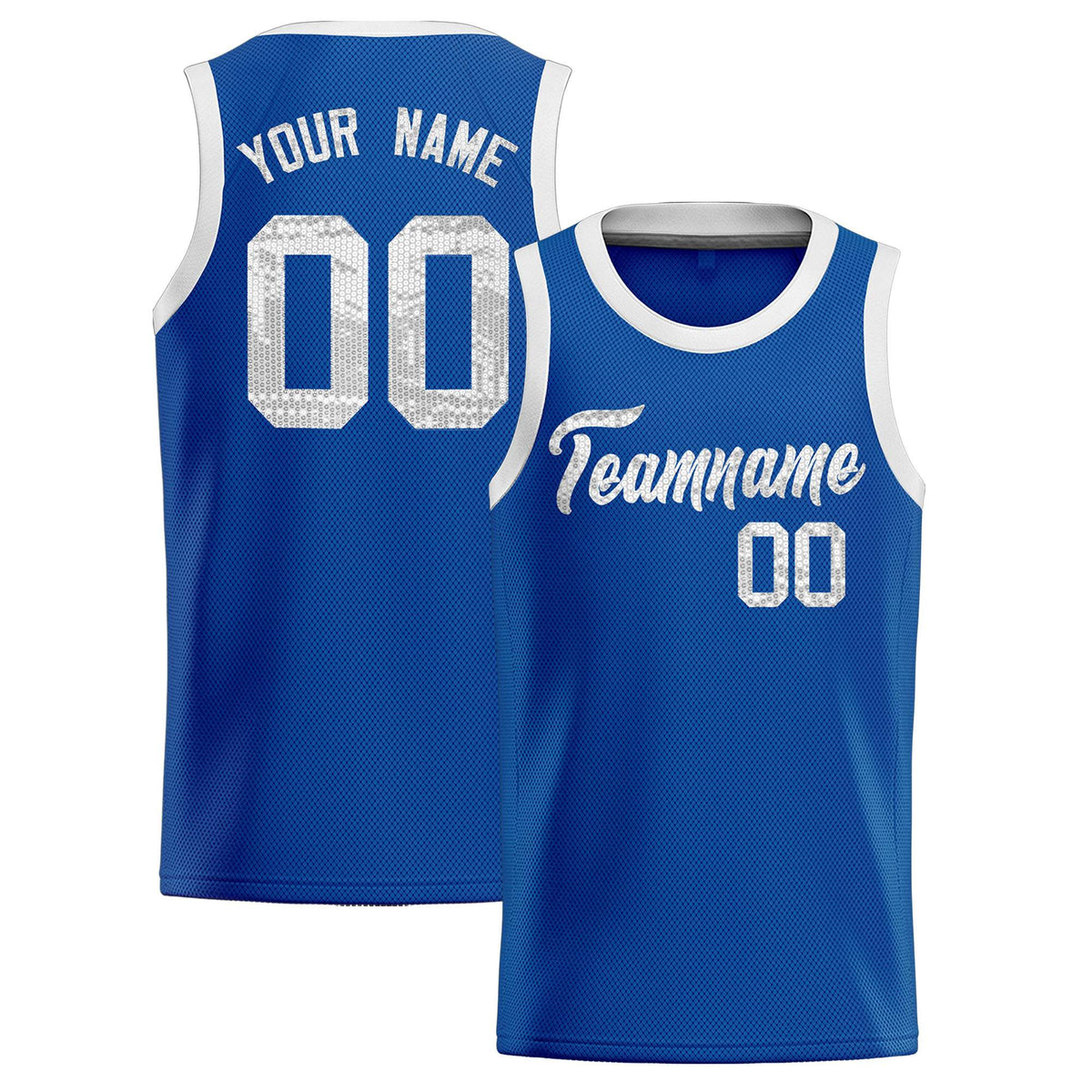 Custom Royal Sequined Tops Athletic Basketball Jersey