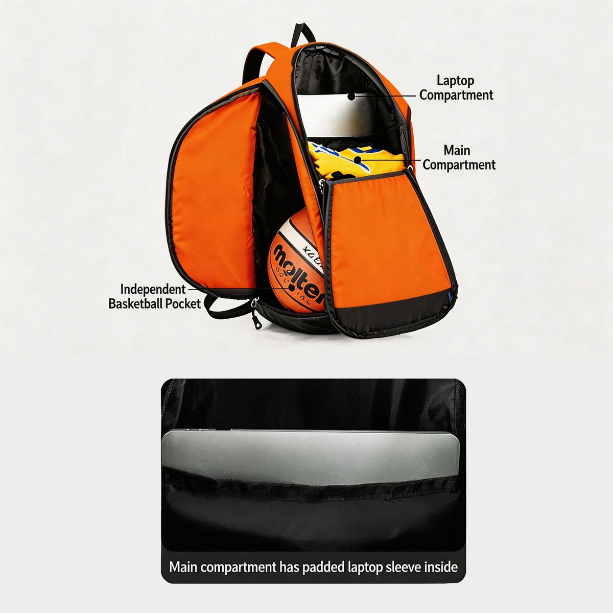 Custom Sports Ball Backpack Multi-Function Training Bag with Wet &amp; Dry Separation