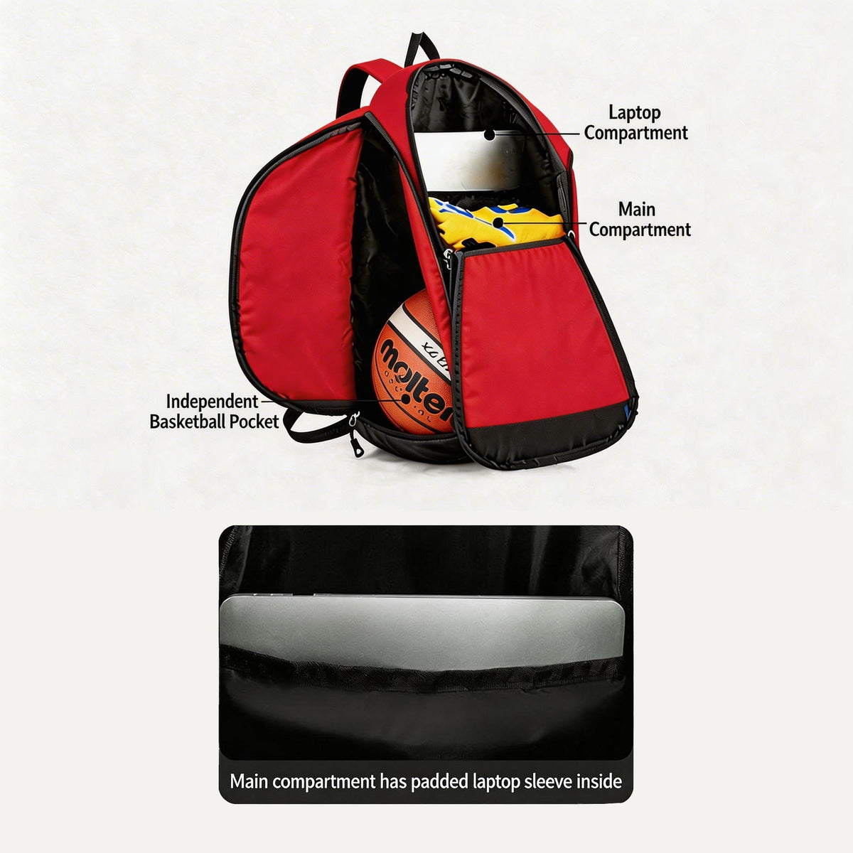 Custom Sports Ball Backpack Multi-Function Training Bag with Wet &amp; Dry Separation
