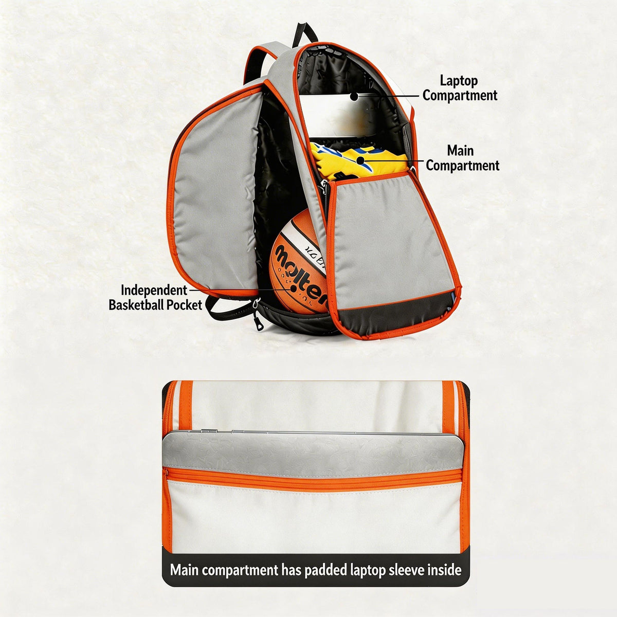 Custom Sports Ball Backpack Multi-Function Training Bag with Wet &amp; Dry Separation