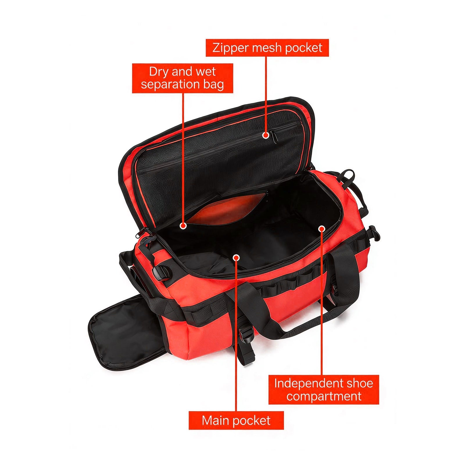 Waterproof Camping Duffel Bag – Outdoor Travel Storage Bag with Wet Dry Compartment
