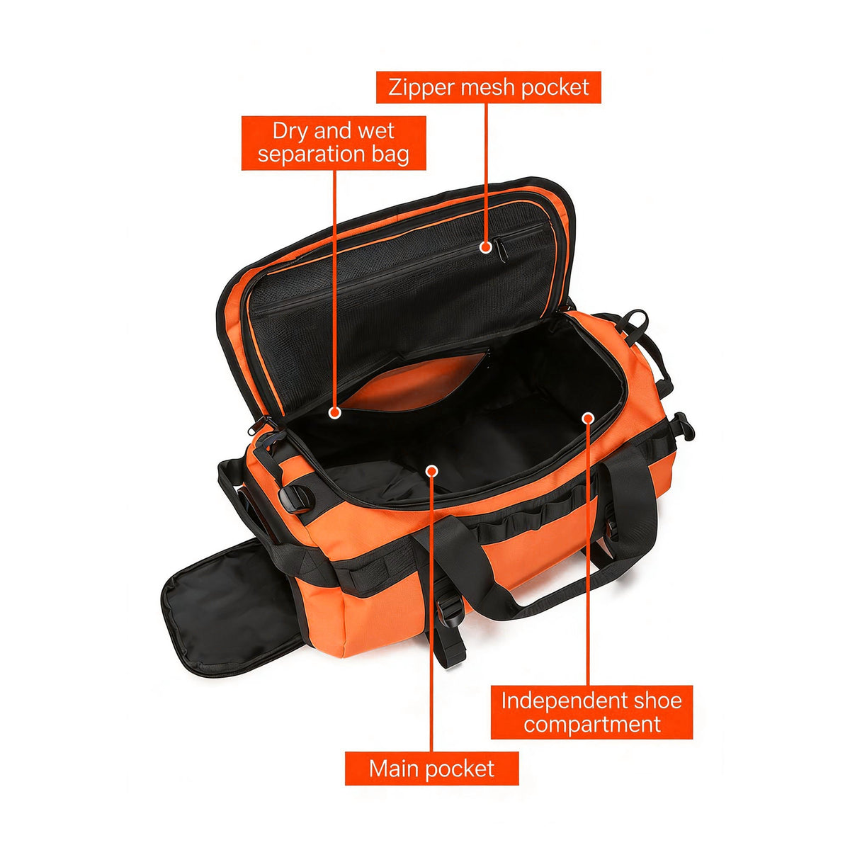 Waterproof Camping Duffel Bag – Outdoor Travel Storage Bag with Wet Dry Compartment