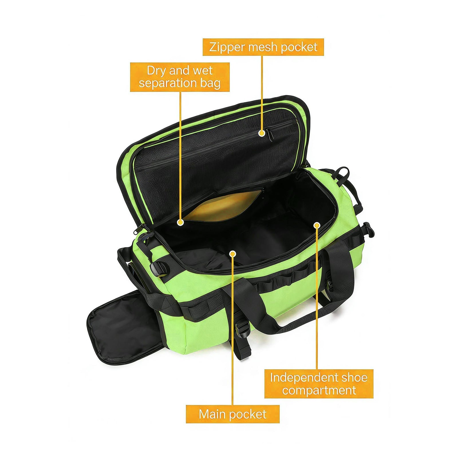 Waterproof Camping Duffel Bag – Outdoor Travel Storage Bag with Wet Dry Compartment