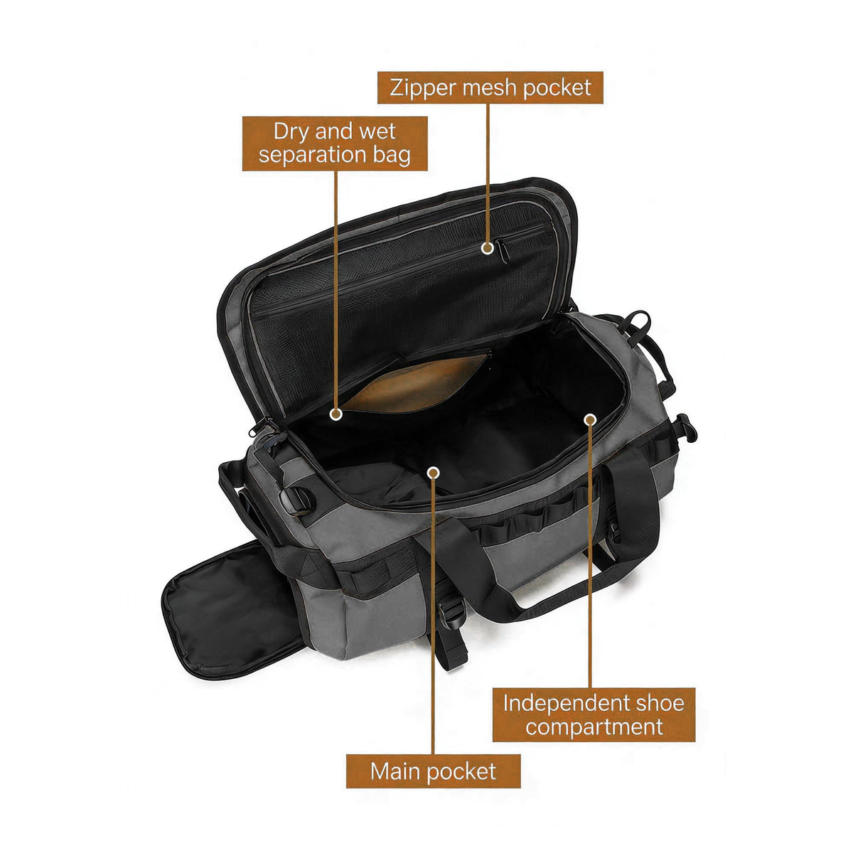 Waterproof Camping Duffel Bag – Outdoor Travel Storage Bag with Wet Dry Compartment