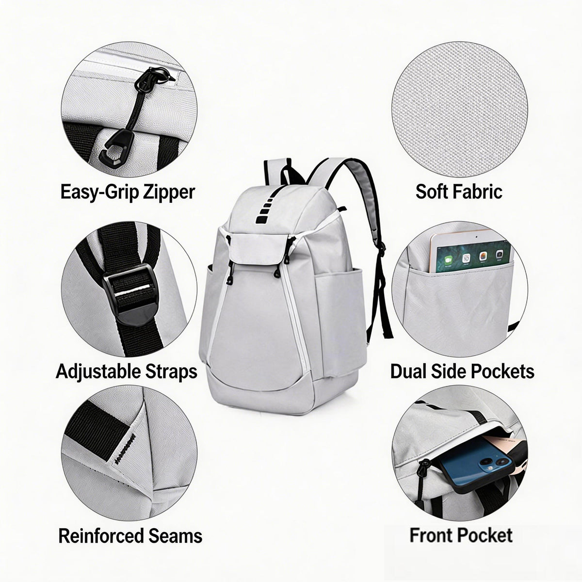 Custom Basketball Backpack – Large Capacity Oxford Sports Training Backpack with Ball Storage Compartment