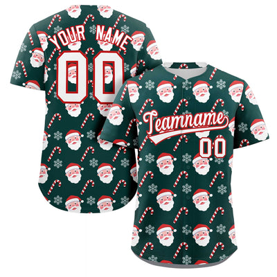 Ships Free Custom Green White-Red Christmas Graffiti Pattern Authentic Baseball Jersey all-productcustom-baseball-jerseysbest-selling-baseball-jerseysb