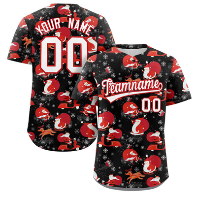 Ships Free Custom Black White-Red Christmas Graffiti Pattern Authentic Baseball Jersey all-productcustom-baseball-jerseysbest-selling-baseball-jerseysb