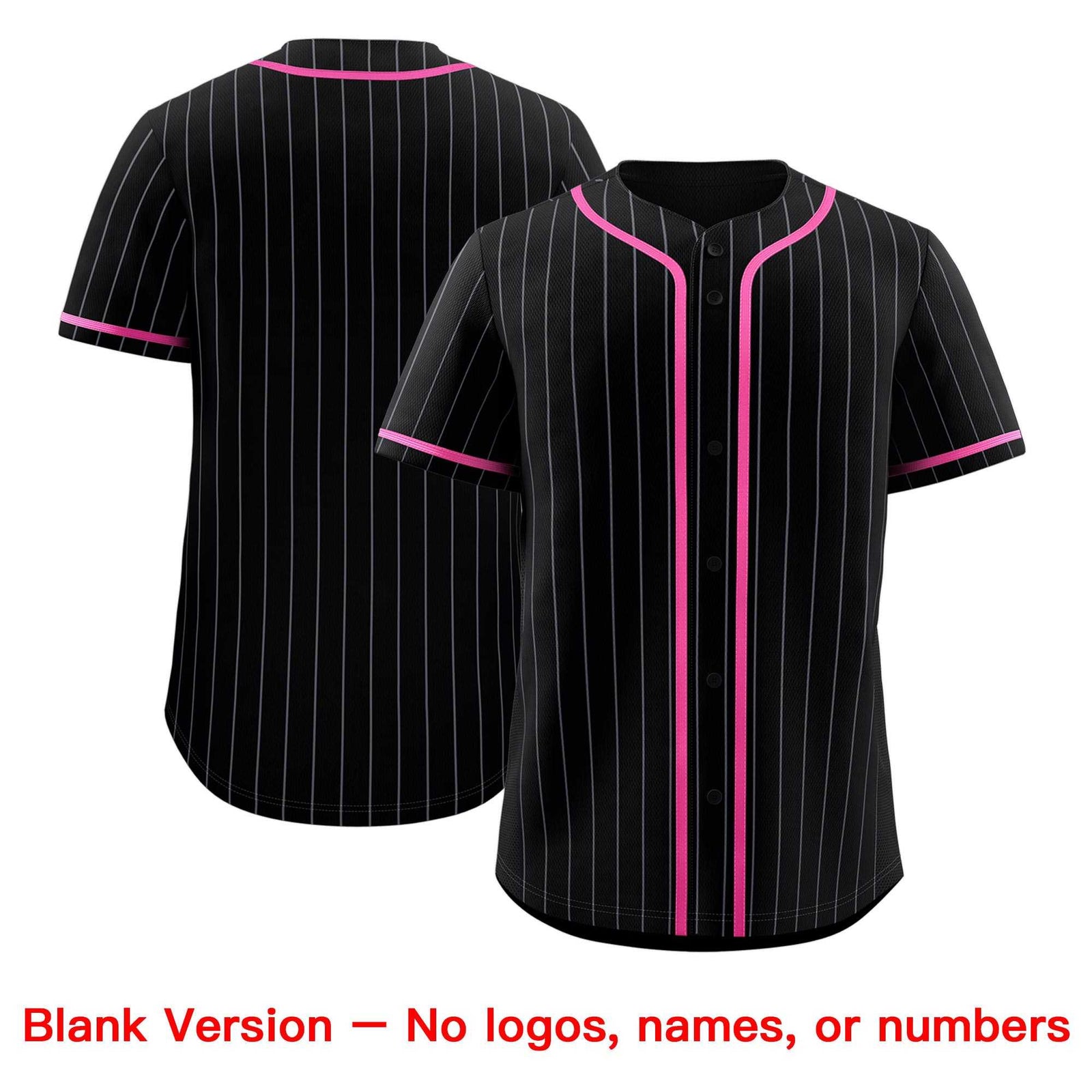 Custom Black Pink Pinstripe Authentic Baseball Jersey