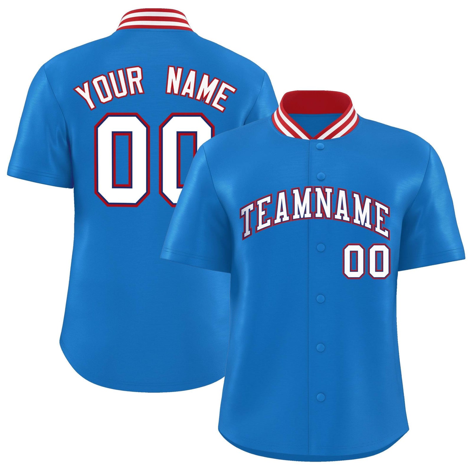 Custom Panther Blue Classic Style Authentic Stand Collar Baseball Jersey