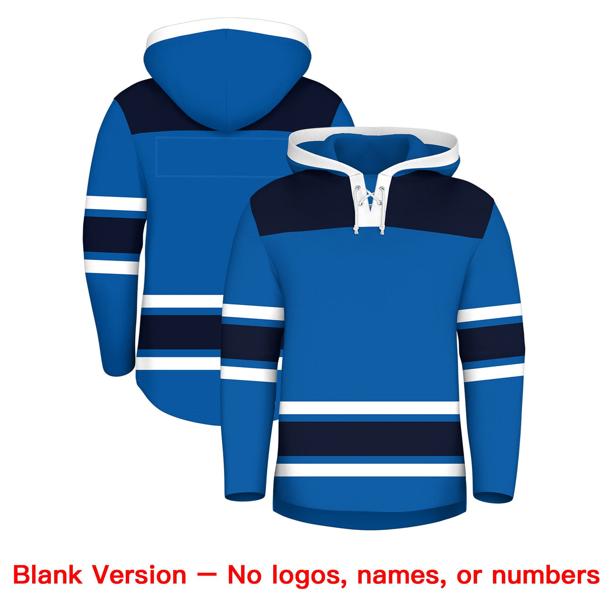 Custom Hockey Hoodie Jersey Royal Navy Raglan Sleeves Lace-Up Neck Personal Name &amp; Number &amp; Logo