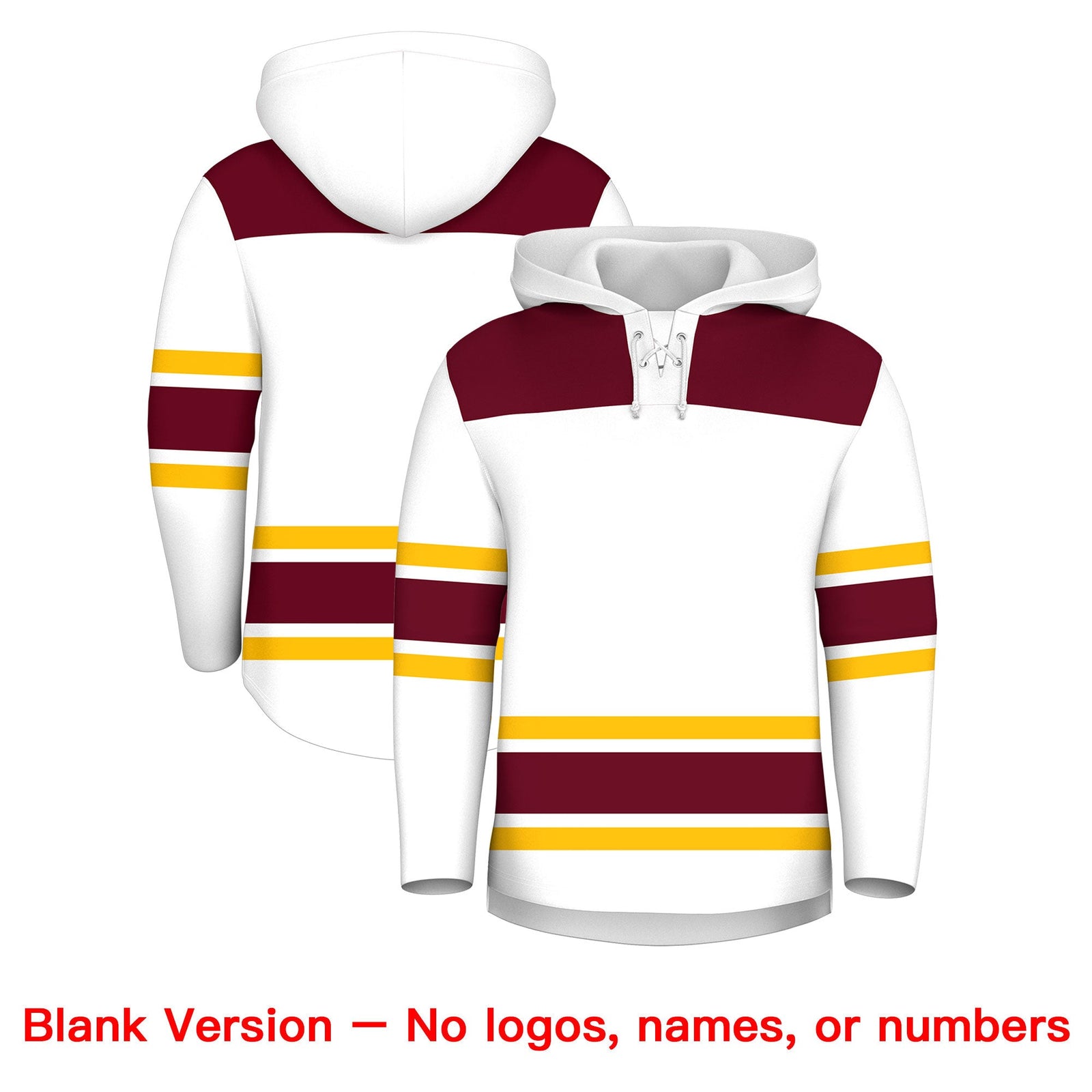 Custom Hockey Hoodie Jersey White Crimson Raglan Sleeves Lace-Up Neck Personalized Jersey for Men & Youth