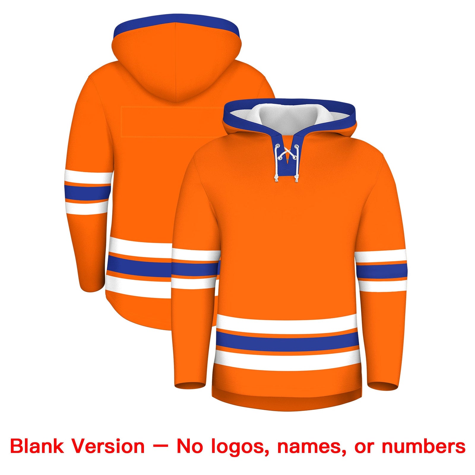 Custom Hockey Hoodie Jersey Orange Royal Blue Classic Style for Men&Youth