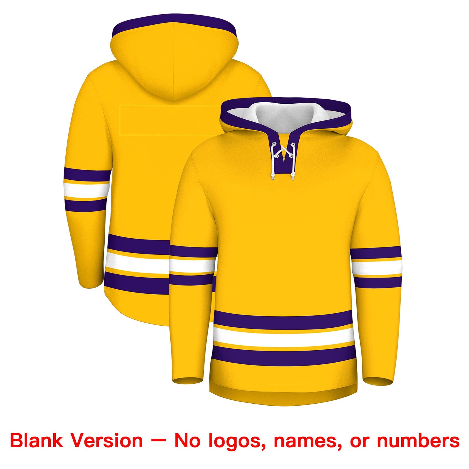 Custom Hockey Hoodie Jersey Gold Purple Classic Style Add Name,Number & Logo