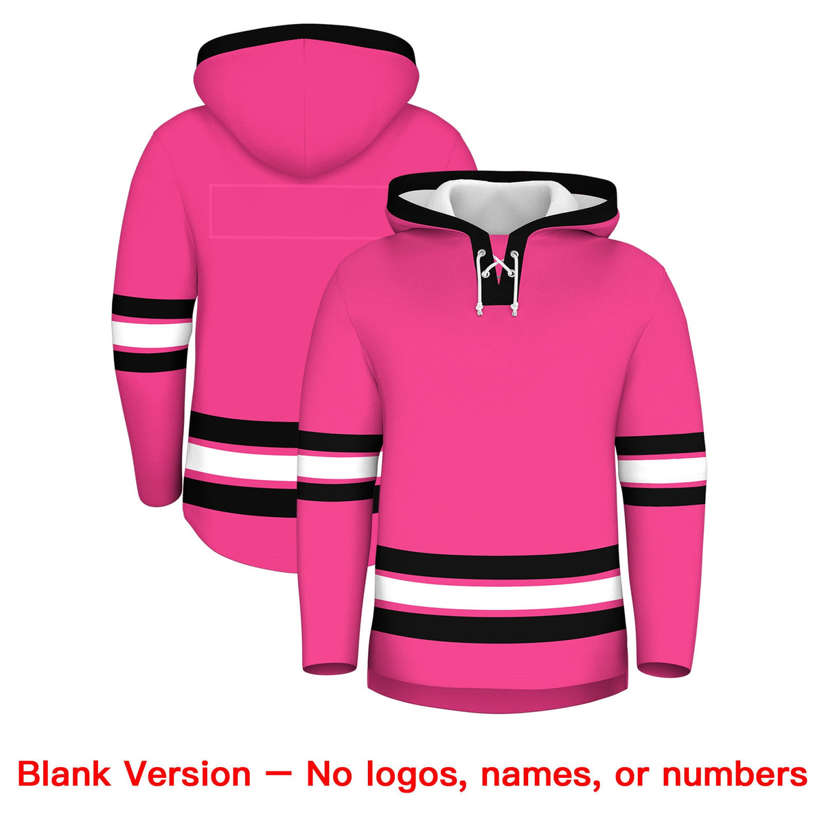 Custom Hockey Hoodie Jersey Pink Black Classic Style Add Name,Number&amp;Logo