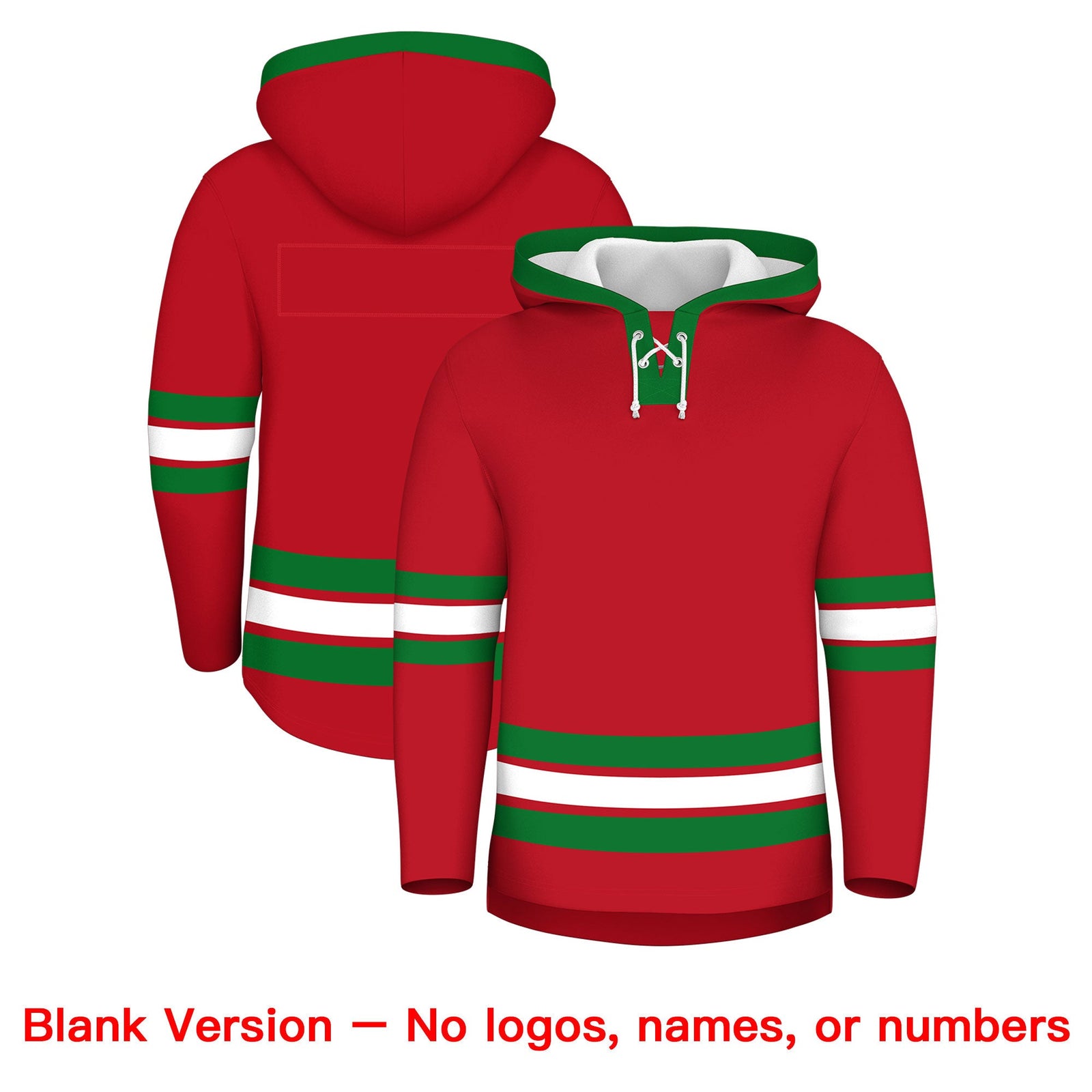 Custom Hockey Hoodie Jersey Red Kelly Green Classic Style for Men&Youth