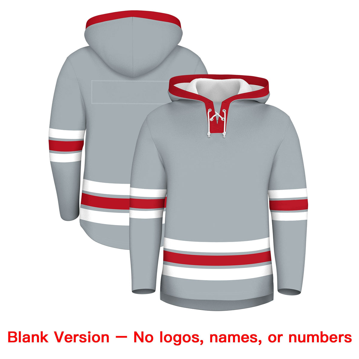 Custom Hockey Hoodie Jersey Silver Red Classic Style for Men&amp;Youth