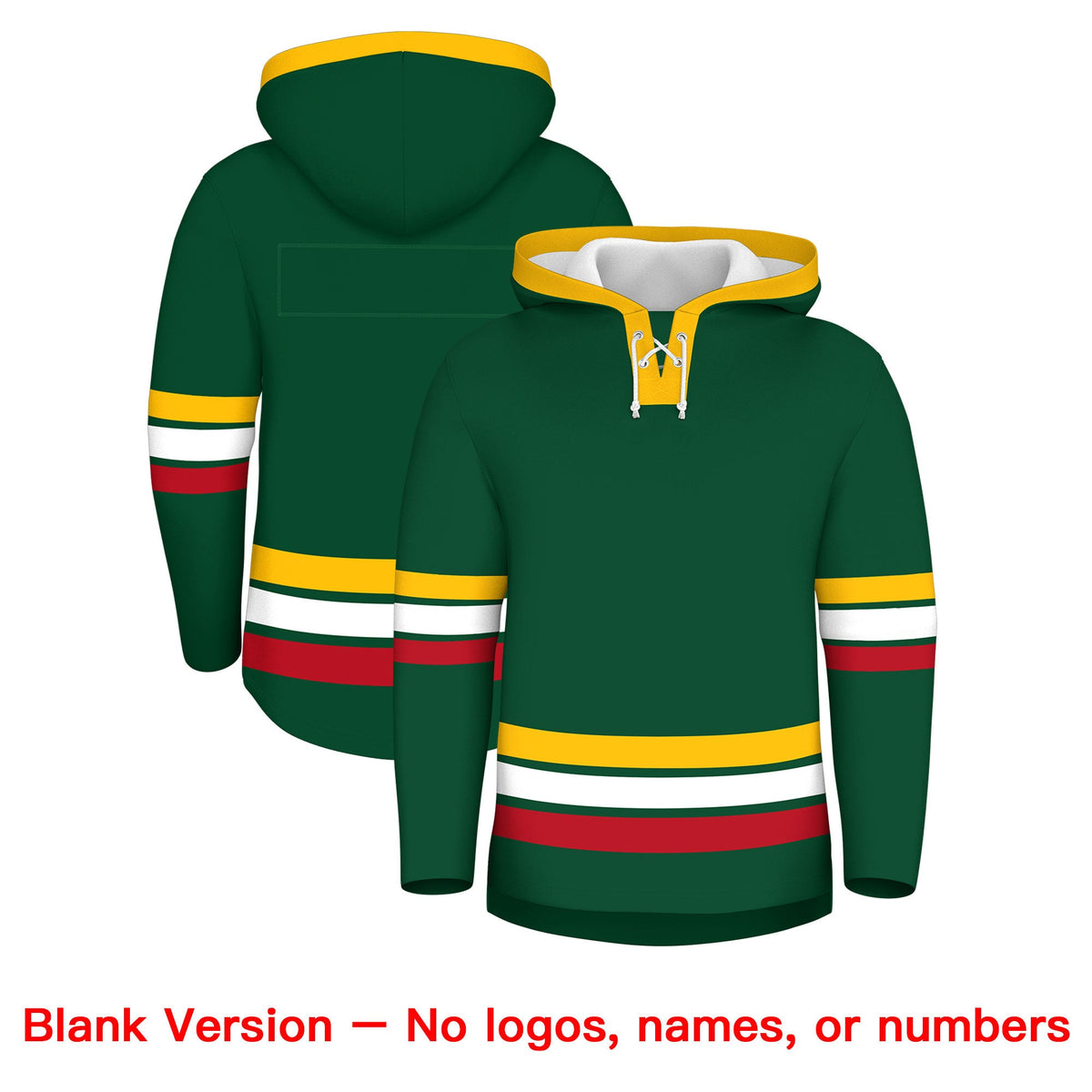 Custom Hockey Hoodie Jersey Dark Green Gold Classic Style Add Name,Number &amp; Logo