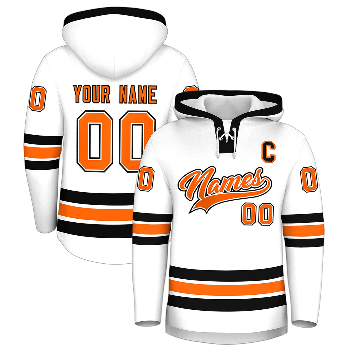 Custom Hockey Hoodie Jersey White Black Classic Style for Men&amp;Youth