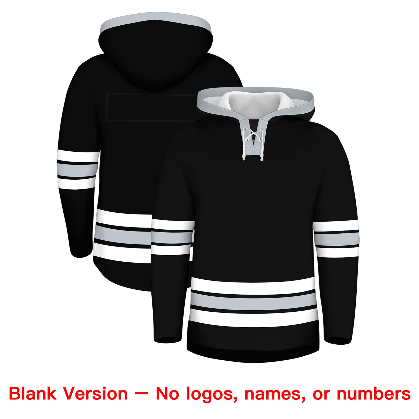Custom Hockey Hoodie Jersey Black Silver Classic Style for Men&Youth