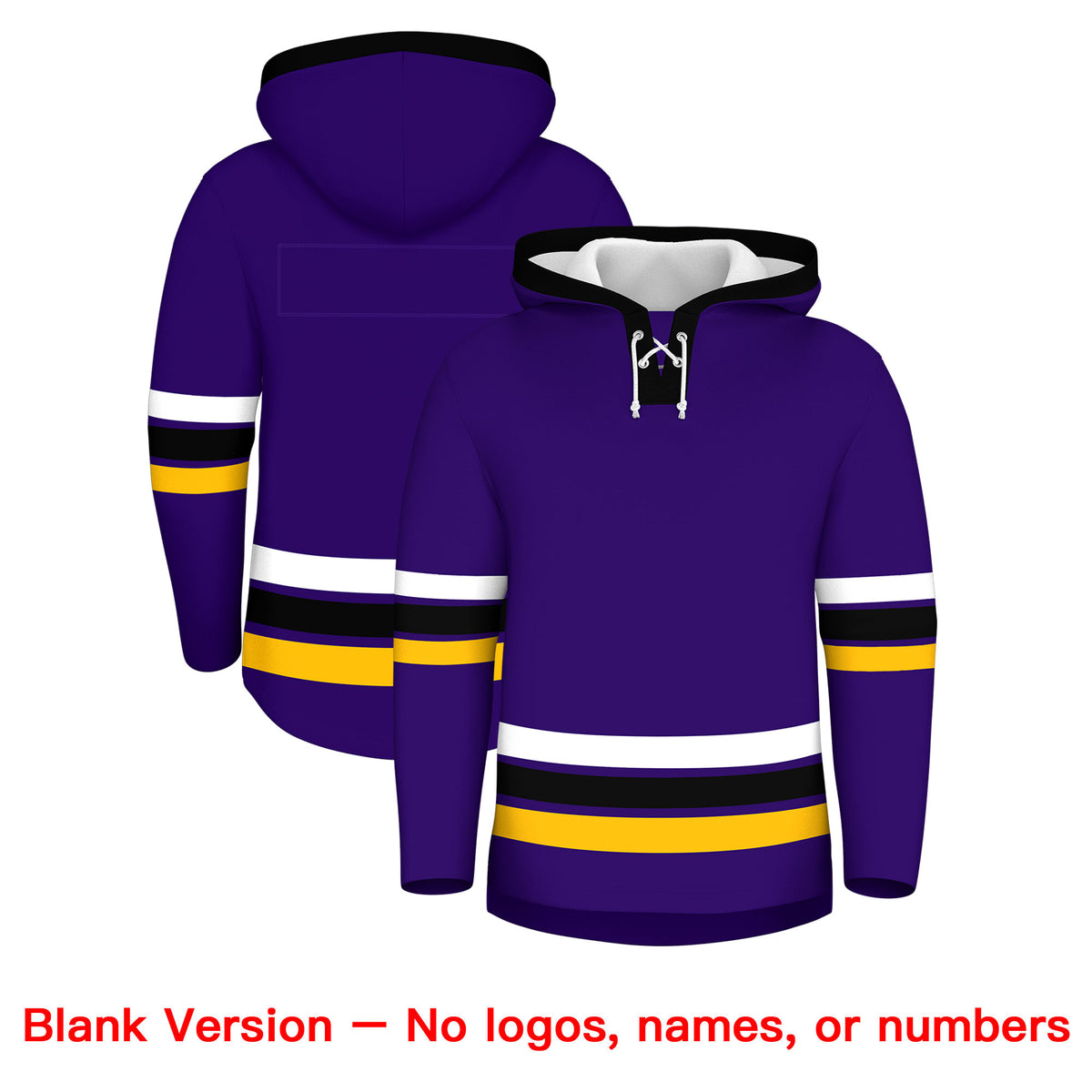 Custom Hockey Hoodie Jersey Purple Black Classic Style for Men&amp;Youth