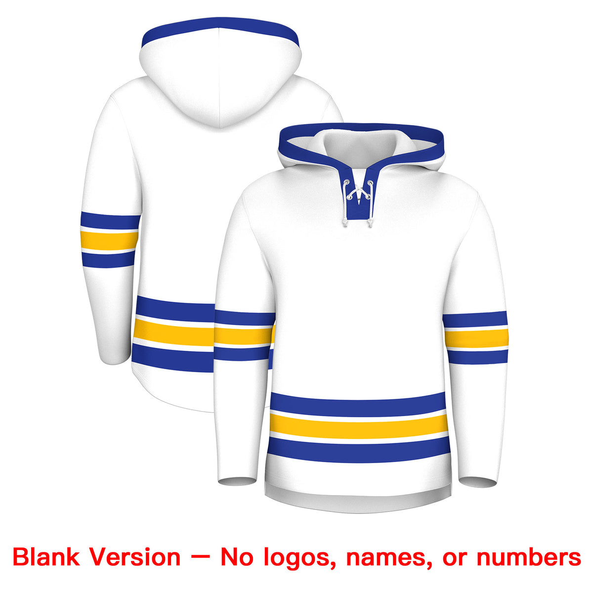 Custom Hockey Hoodie Jersey White Royal Blue Classic Style Add Name,Number &amp; Logo