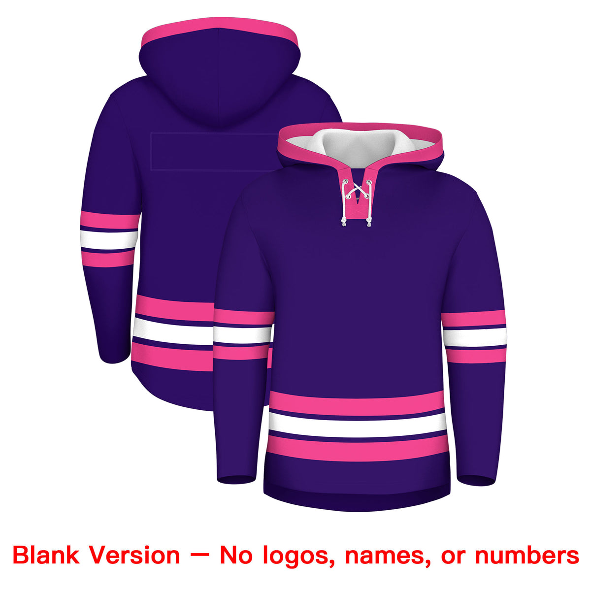 Custom Hockey Hoodie Jersey Purple Pink Classic Style for Men&amp;Youth