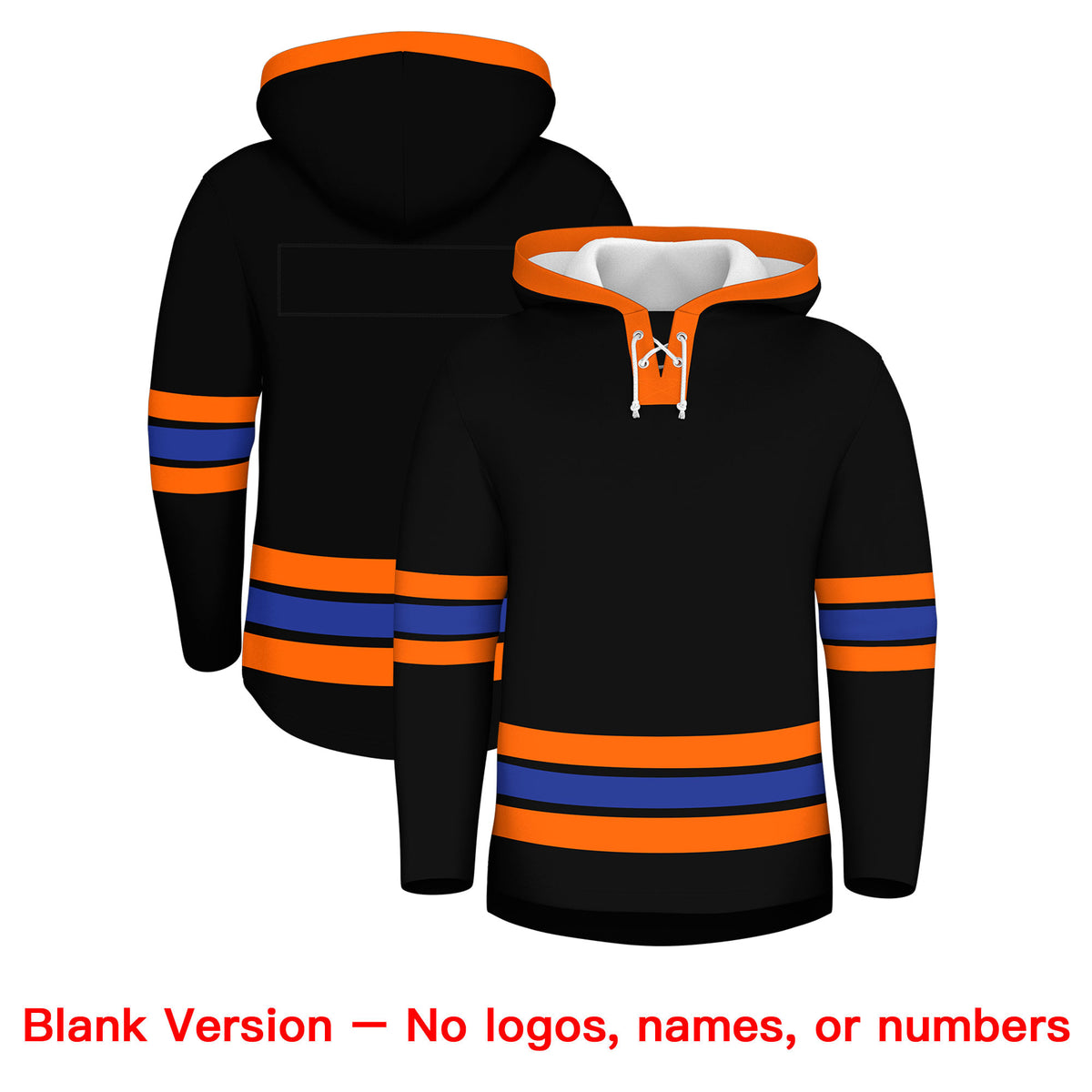Custom Hockey Hoodie Jersey Black Orange Classic Style for Men&amp;Youth