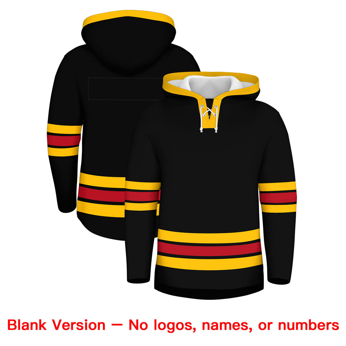 Custom Hockey Hoodie Jersey Black Red Classic Style Add Name,Number&amp;Logo
