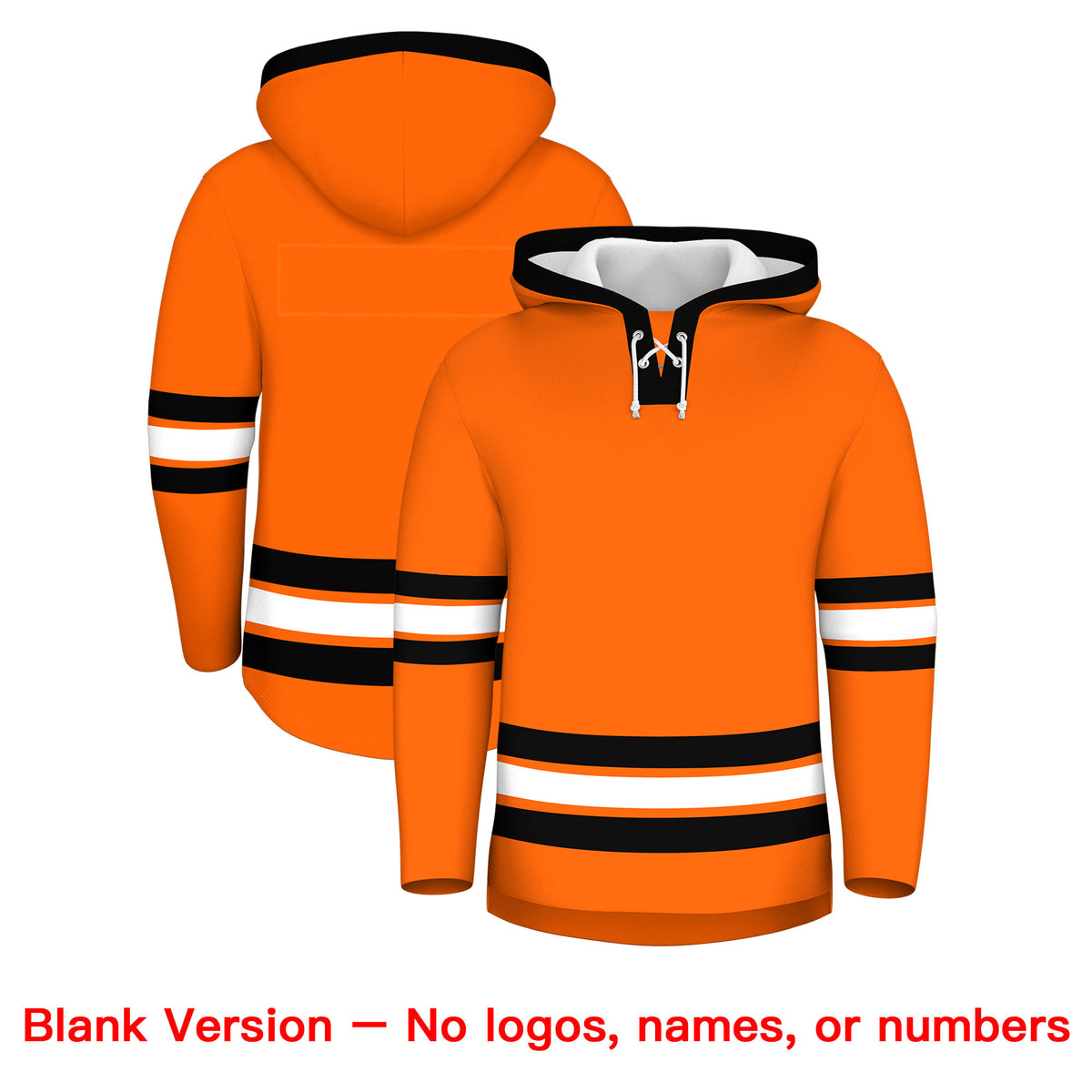 Custom Hockey Hoodie Jersey Orange Black Classic Style for Men&amp;Youth