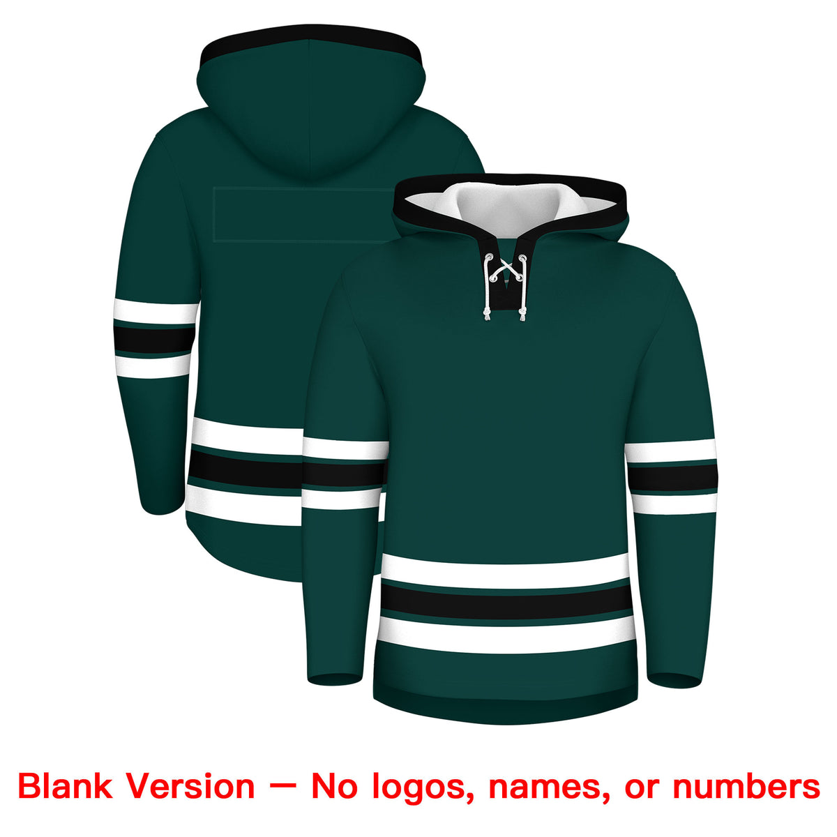 Custom Hockey Hoodie Jersey Midnight Green Black Classic Style Add Name,Number&amp;Logo