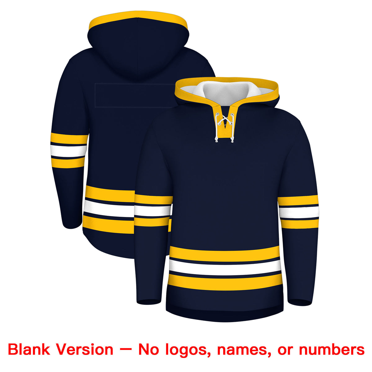 Custom Hockey Hoodie Jersey Navy White Classic Style Add Name,Number &amp; Logo