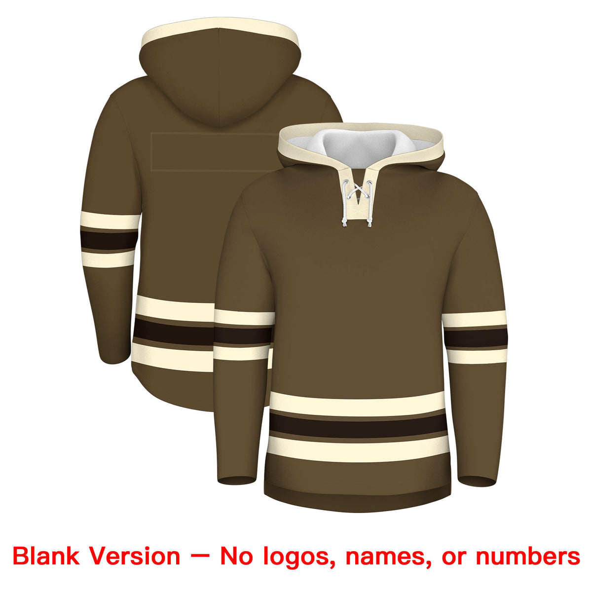 Custom Hockey Hoodie Jersey Light Brown Cream Classic Style Add Name,Number &amp; Logo