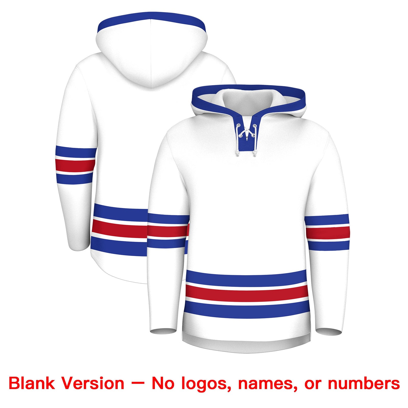 Custom Hockey Hoodie Jersey White Royal Blue Classic Style for Men&Youth