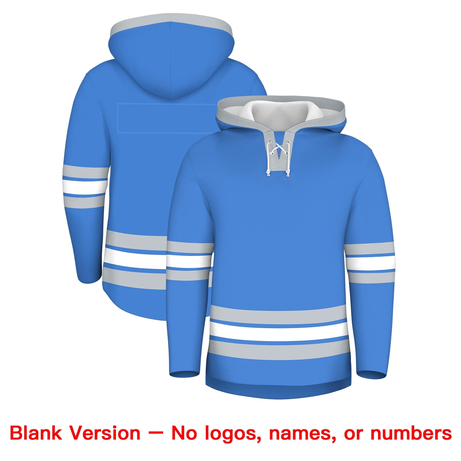 Custom Hockey Hoodie Jersey Powder Blue Silver Classic Style for Men&Youth