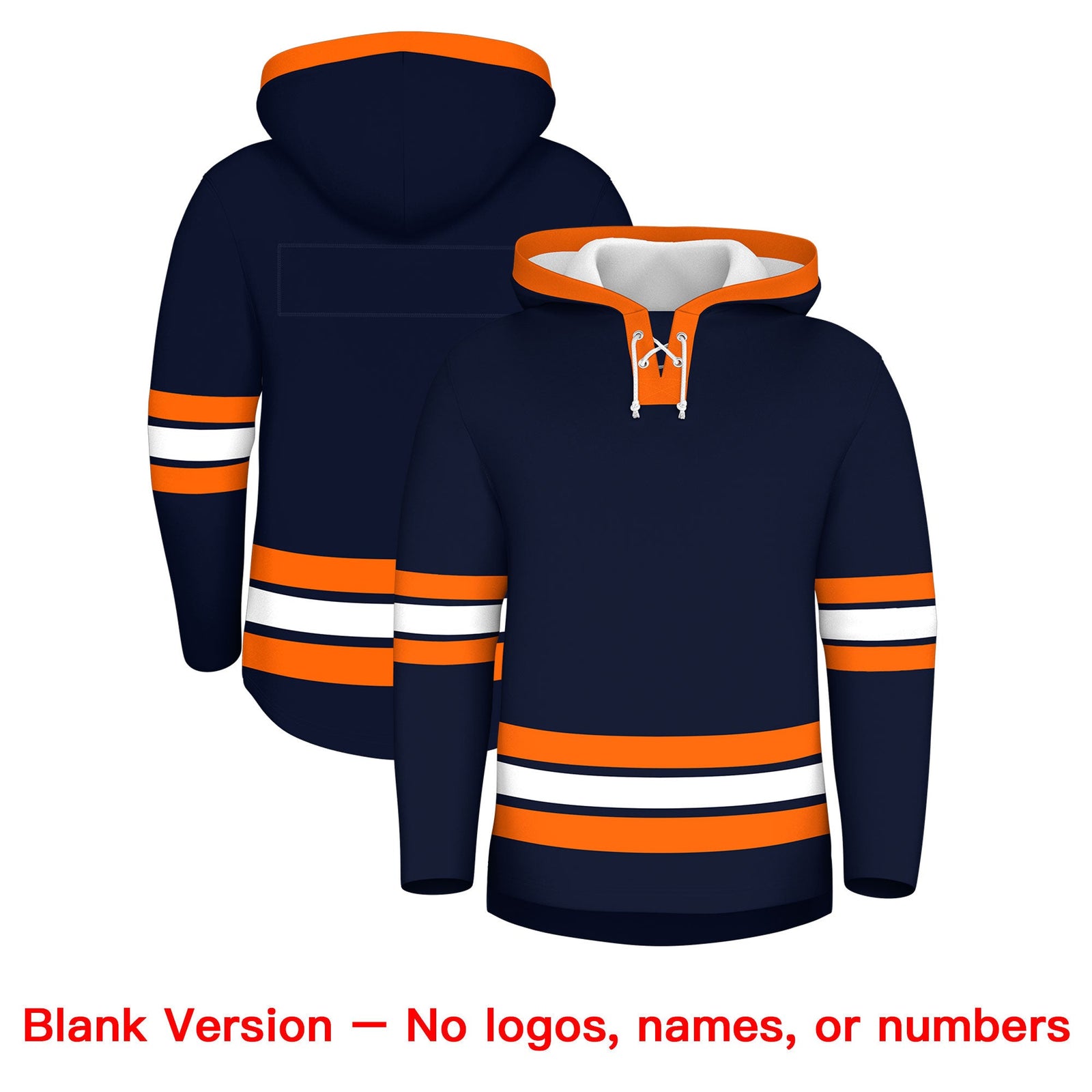 Custom Hockey Hoodie Jersey Navy Orange Classic Style for Men&Youth
