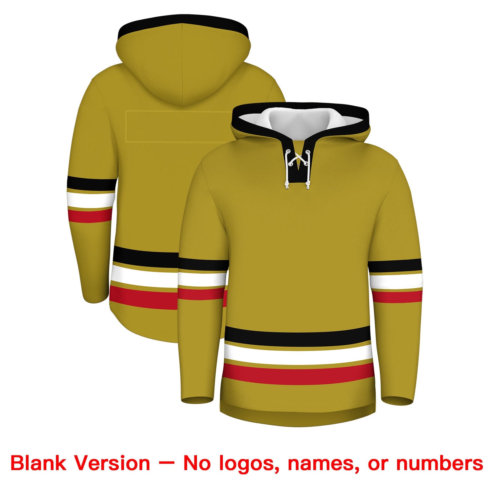 Custom Hockey Hoodie Jersey Old Gold Black Classic Style for Men&Youth