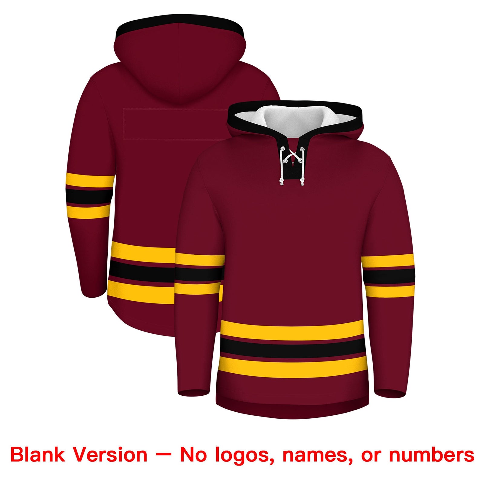 Custom Hockey Hoodie Jersey Crimson Black Classic Style Add Name,Number&Logo