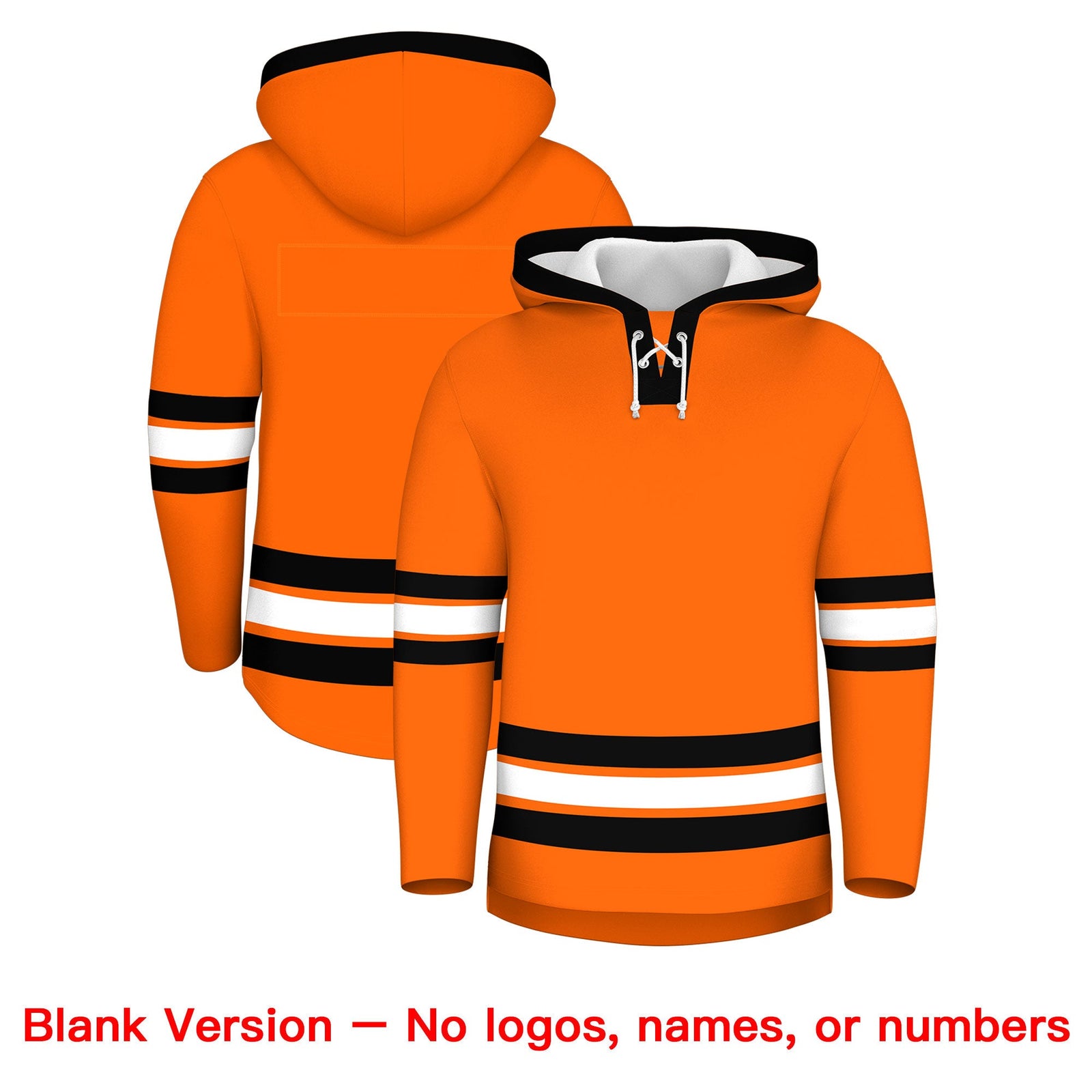 Custom Hockey Hoodie Jersey Orange Black Classic Style for Men&Youth